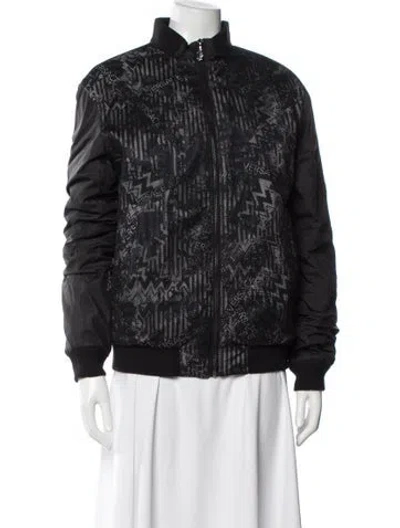 Pre-owned Versace Jeans Printed Bomber Jacket In Black