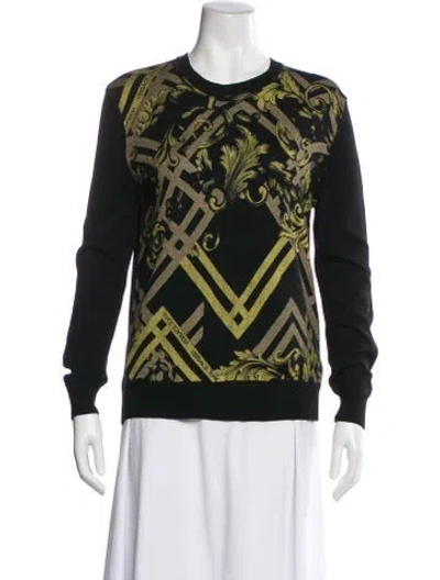 Pre-owned Versace Jeans Printed Crew Neck Sweater In Black