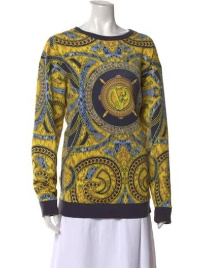 Pre-owned Versace Jeans Printed Crew Neck Sweatshirt In Yellow