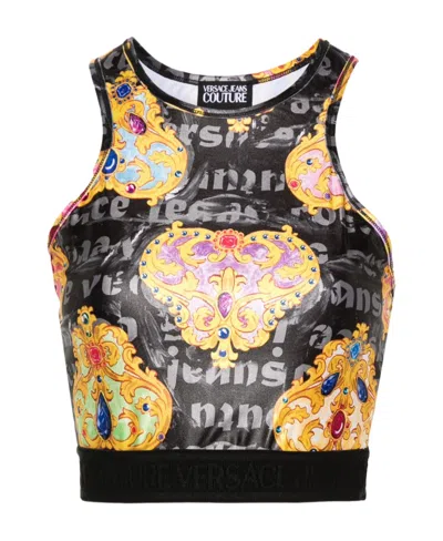 Versace Jeans Printed Cropped Top In Multicolor