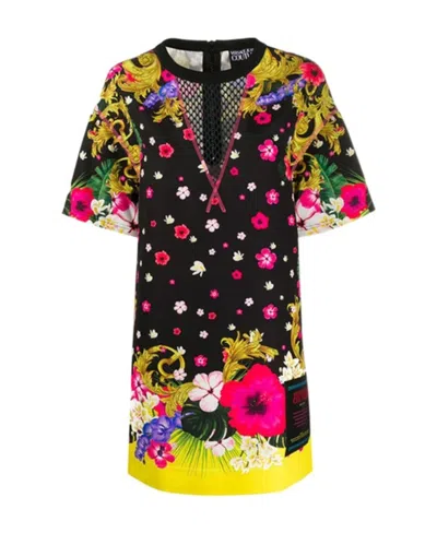 Versace Jeans Printed Dress In Black