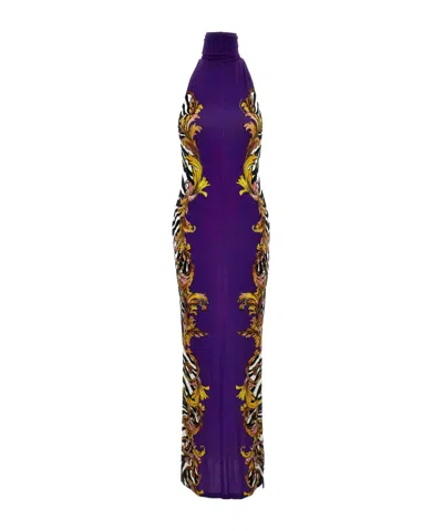Versace Jeans Printed Dress In Purple