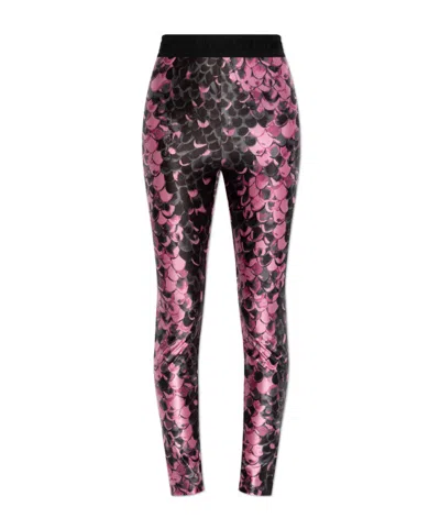 Versace Jeans Printed Leggings In Black