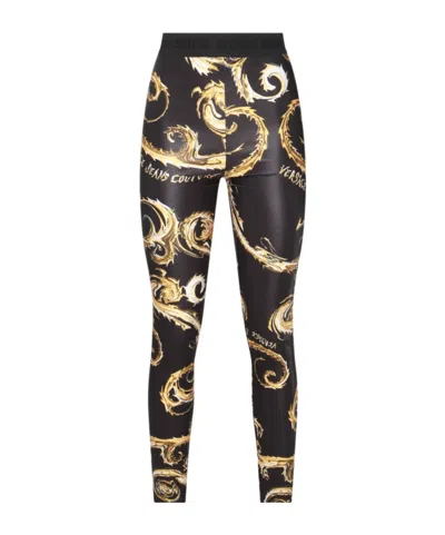 Versace Jeans Printed Leggings In Black