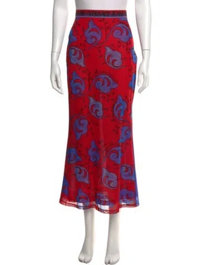 Pre-owned Versace Jeans Printed Long Skirt In Blue