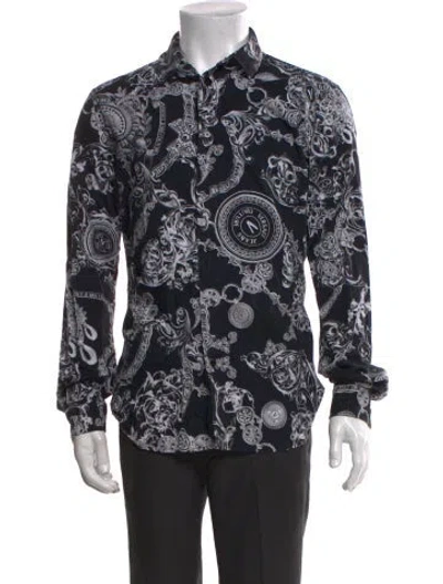 Pre-owned Versace Jeans Printed Long Sleeve Shirt In Black