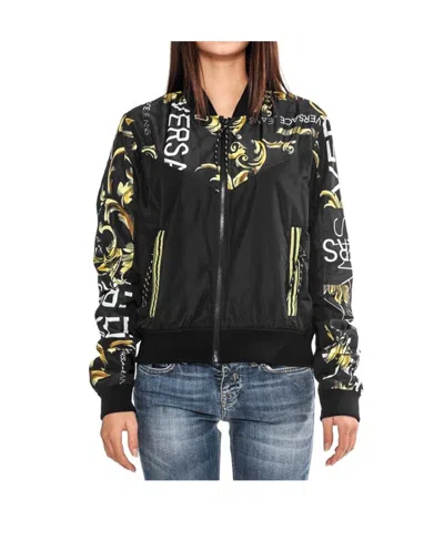 Versace Jeans Printed Long-sleeved Casual Jacket In Black