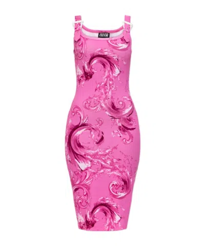 Versace Jeans Printed Midi Dress In Animal Print