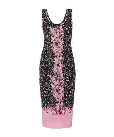 Versace Jeans Printed Midi Dress In Multi