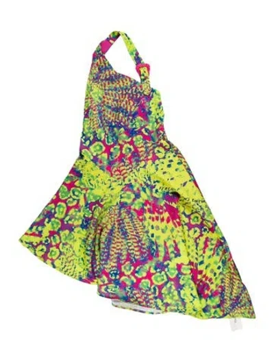 Pre-owned Versace Jeans Printed Midi Length Dress In Green