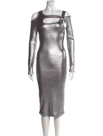 Pre-owned Versace Jeans Printed Midi Length Dress W/ Tags