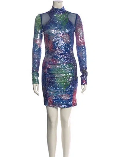 Pre-owned Versace Jeans Printed Mini Dress In Blue