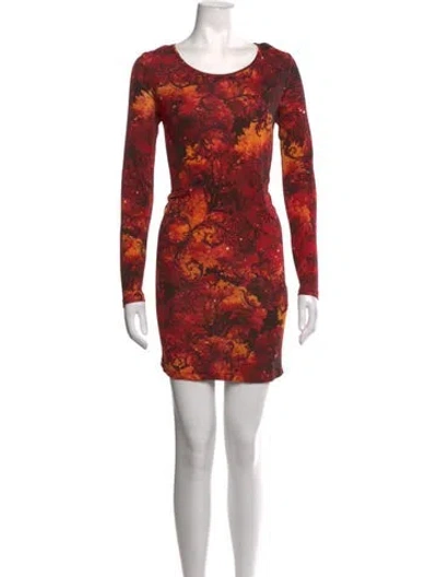 Pre-owned Versace Jeans Printed Mini Dress In Red