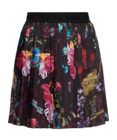 Versace Jeans Printed Pleated Skirt In Multi