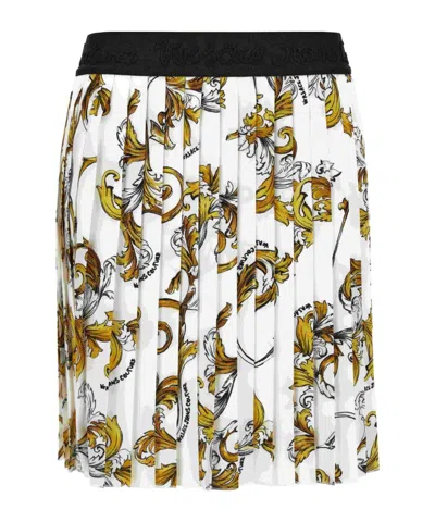 Versace Jeans Printed Pleated Skirt In White