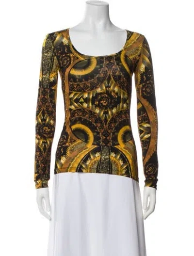 Pre-owned Versace Jeans Printed Scoop Neck Top In Multi