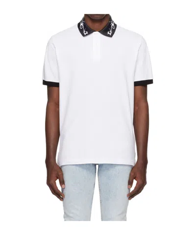 Versace Jeans Printed Short-sleeved Polo Shirt In White