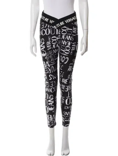 Pre-owned Versace Jeans Printed Skinny Leg Pants In Black