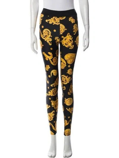 Pre-owned Versace Jeans Printed Skinny Leg Pants In Black