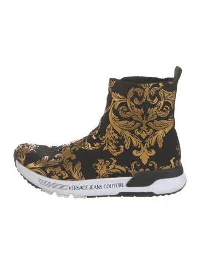 Pre-owned Versace Jeans Printed Sock Sneakers In Black
