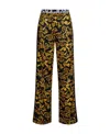 Versace Jeans Printed Wide-legged Pants In Brown