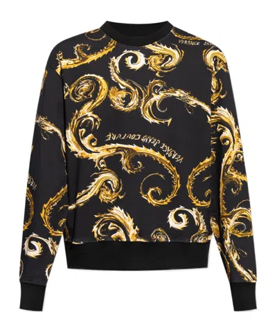 Versace Jeans Regalia Baroque Print Cotton Sweatshirt In Black