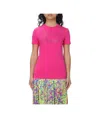 Versace Jeans Rhinestone-detailed Cotton-blend T-shirt In Pink