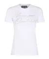 Versace Jeans Rhinestone-detailed Cotton-blend T-shirt In White