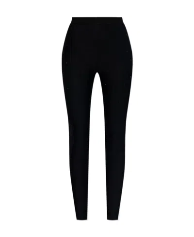 Versace Jeans Rhinestone-embellished Cropped Leggings In Black