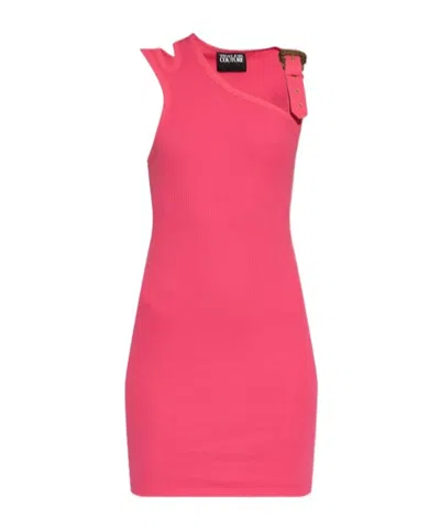 Versace Jeans Rib Suspender Dress In Red
