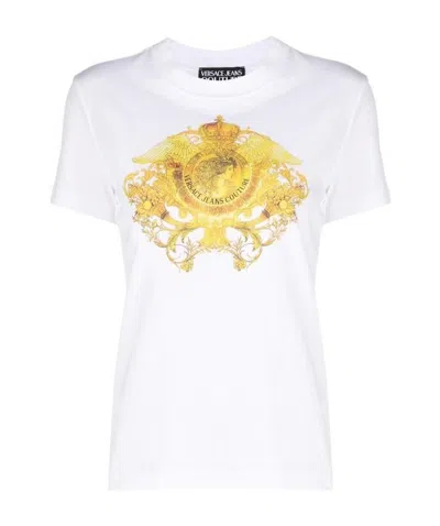 Versace Jeans Rococo Crystal-motif T-shirt In White