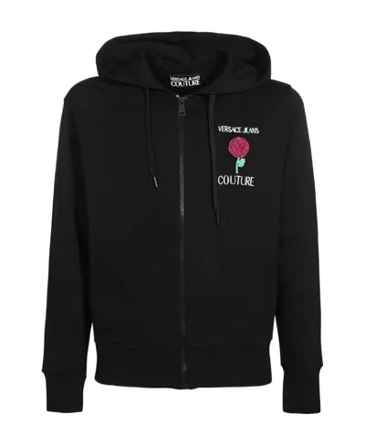 Versace Jeans Roses Logo-embroidered Zip Hoodie
