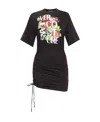 Versace Jeans Roses Logo-print T-shirt Dress In Black