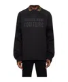 Versace Jeans Round Collar Decal Hoodie In Black