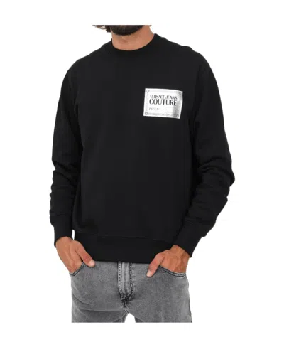 Versace Jeans Round Collar Logo Sweater In Black