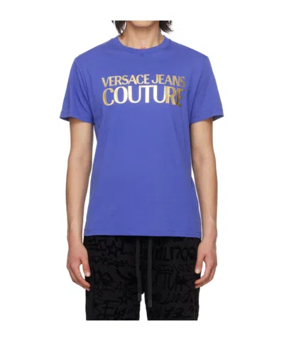 Versace Jeans Round Collar Logo T-shirt In Blue