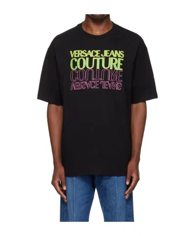 Versace Jeans Round Collar Printed T-shirt In Black
