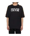 Shop Versace Jeans Round Collar Printed T-shirt In Black