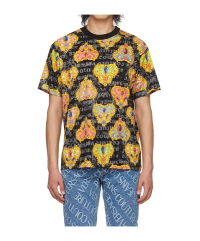 Versace Jeans Round Collar Printed T-shirt In Multicolor