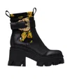 Versace Jeans Round-head Short Boots In Black