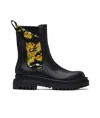 Versace Jeans Round-head Short Boots In Black