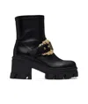 Versace Jeans Round-head Short Boots In Black