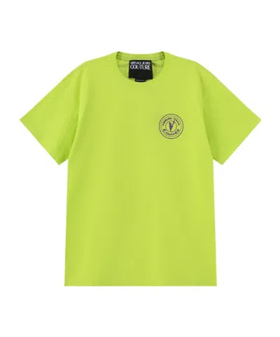 Versace Jeans Round Neck Short Sleeve T-shirt In Green