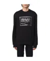 Versace Jeans Round-necked Logo Sweater In Black