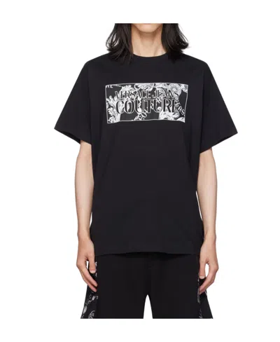 Versace Jeans Round-necked Logo T-shirt In Black