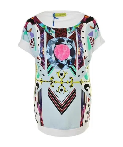 Versace Jeans Round-necked Logo T-shirt In Multicolor