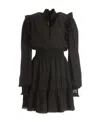 Versace Jeans Ruched Long-sleeve Mini Dress In Black