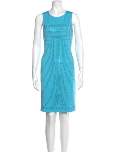 Pre-owned Versace Jeans Scoop Neck Knee-length Dress In Blue