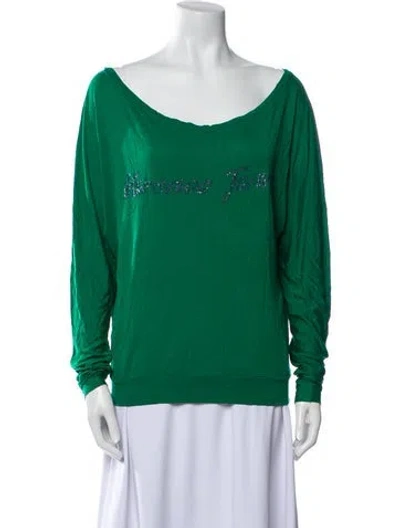 Pre-owned Versace Jeans Scoop Neck Long Sleeve Sweatshirt In Green