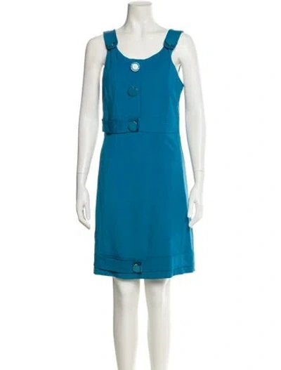 Pre-owned Versace Jeans Scoop Neck Mini Dress In Blue